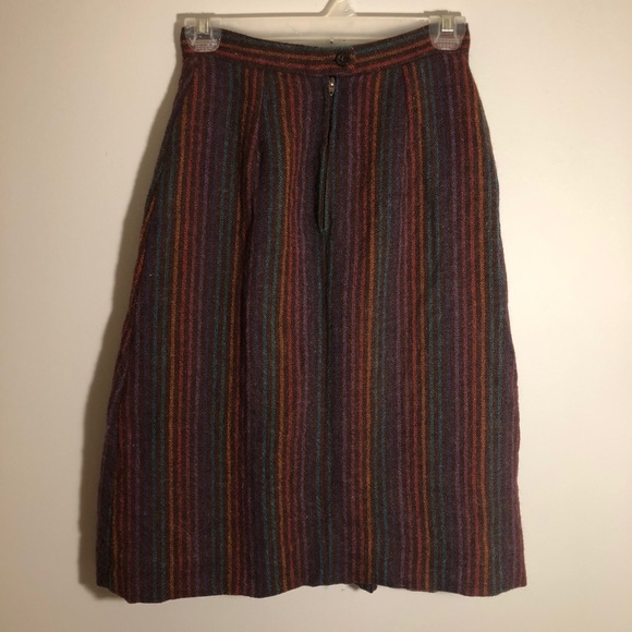 VTG Rainbow 100% wool pleated skirt - Picture 2 of 8
